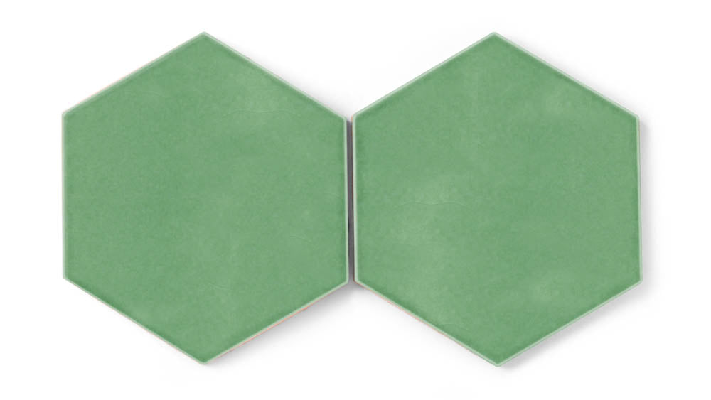 8" Hexagon Original Ceramic Tile in Sea Green Gloss