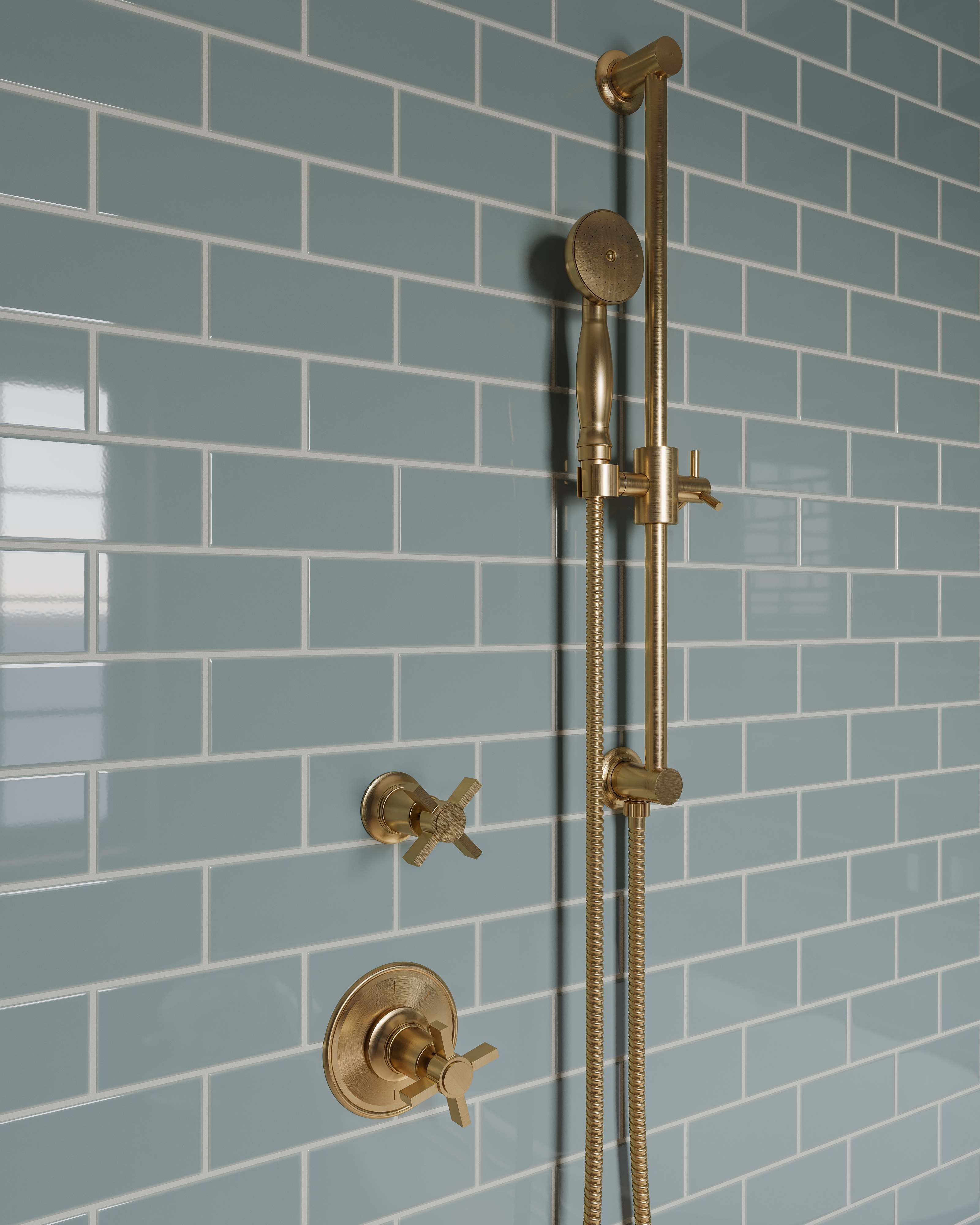 Emerson Positioning Bar Kit - Less Hand Shower in Satin Brass