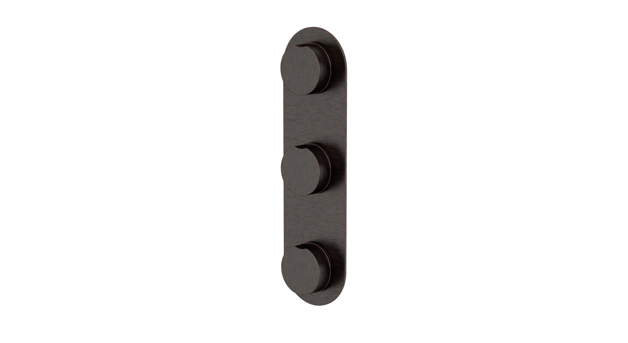 Foundry Three Handle Wall Mount Shower Trim with Barrel Knob Handles in Antique Bronze