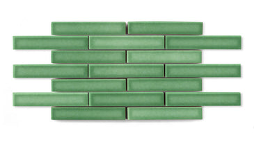 1x6 Half Offset Sheeted Original Ceramic Mosaic Tile in Sea Green Gloss