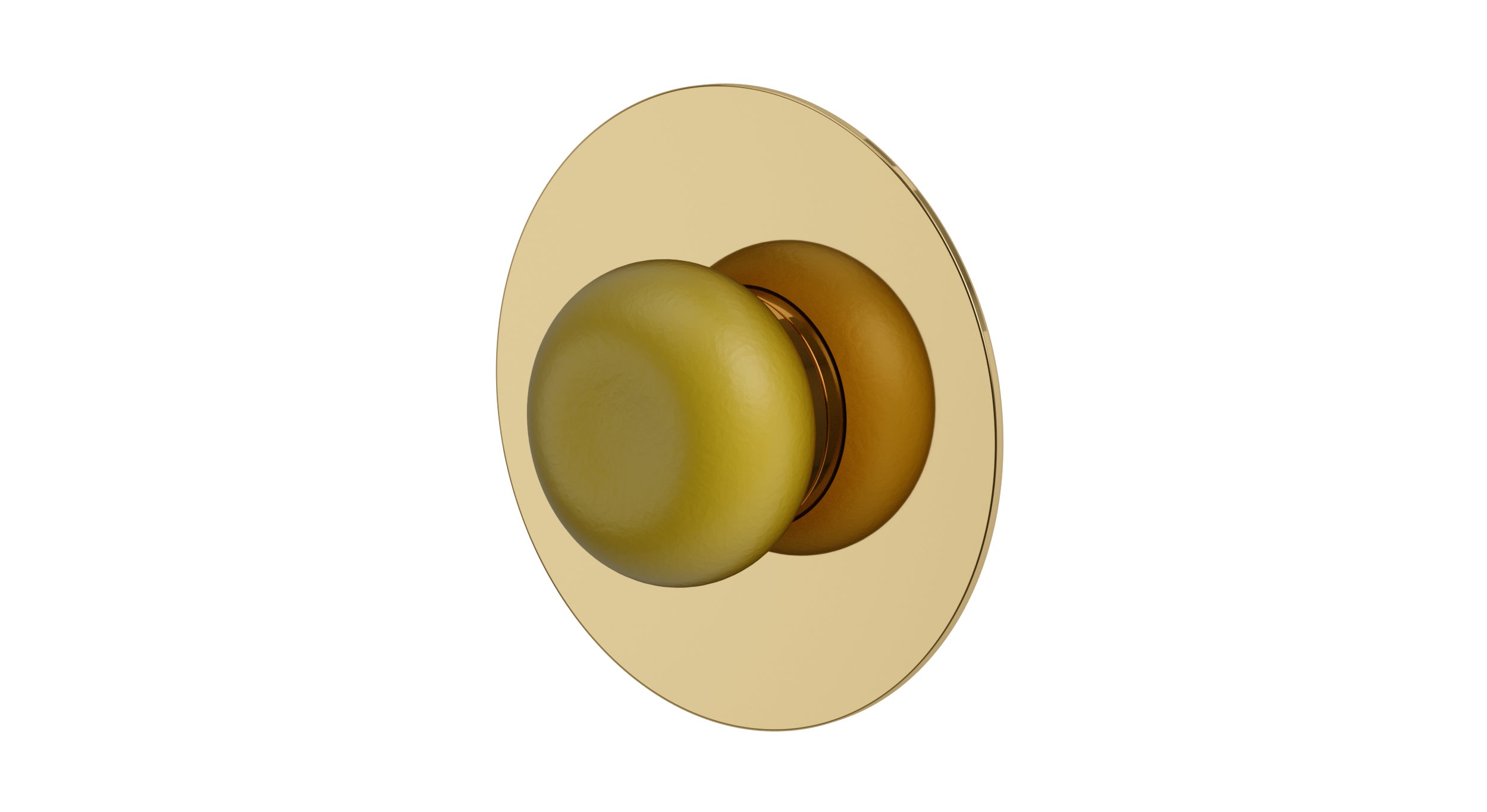 Foundry One Handle Wall Mount Shower Trim with Pebble Ceramic Knob Handle in Polished Brass