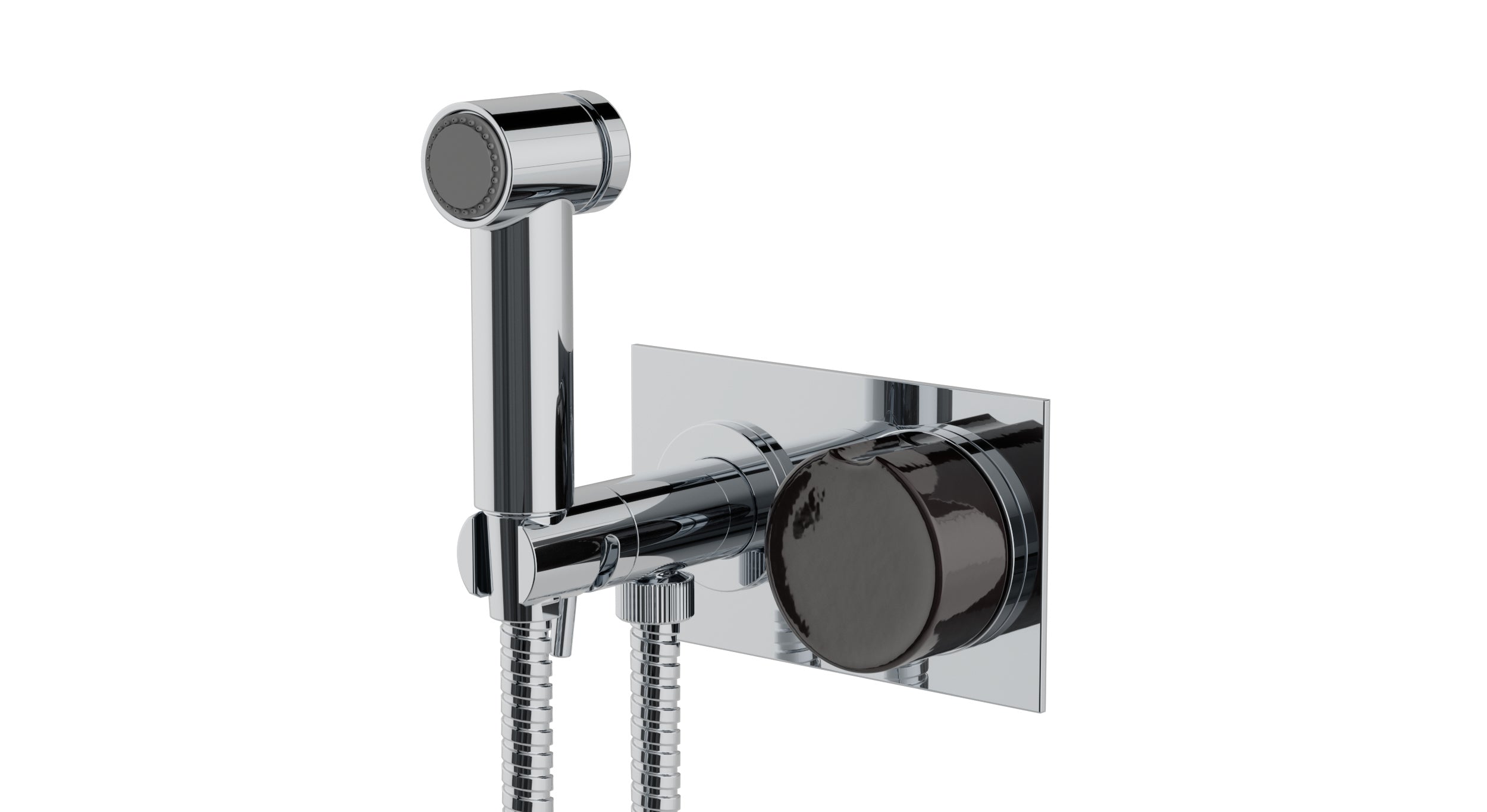 Foundry One Handle Wall Mount Bidet Trim with Groove Ceramic Knob Handle in Polished Chrome