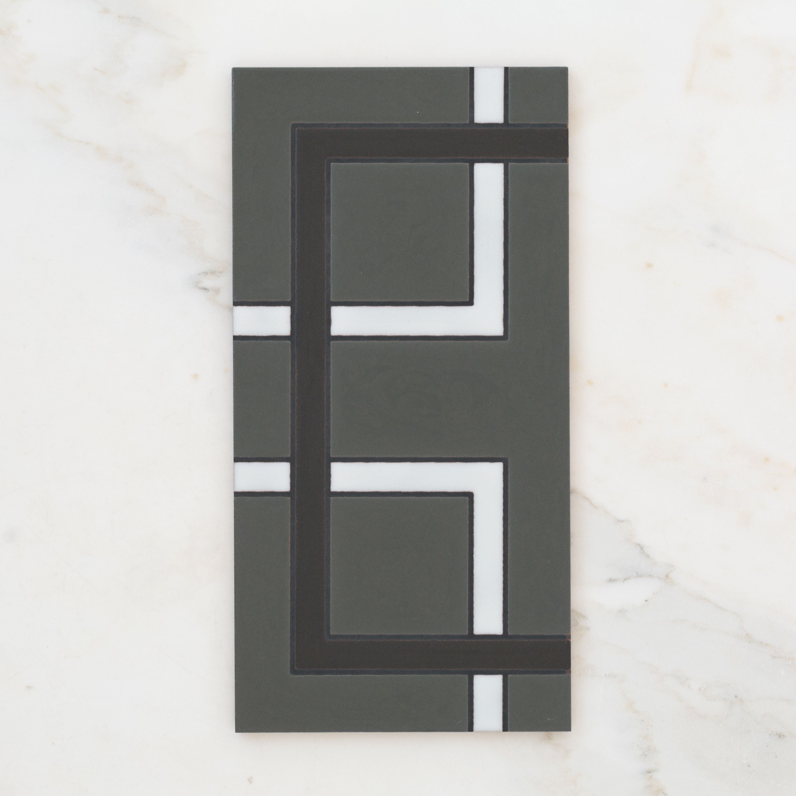 6x12 Handpainted Tile Charleston in Black Motif