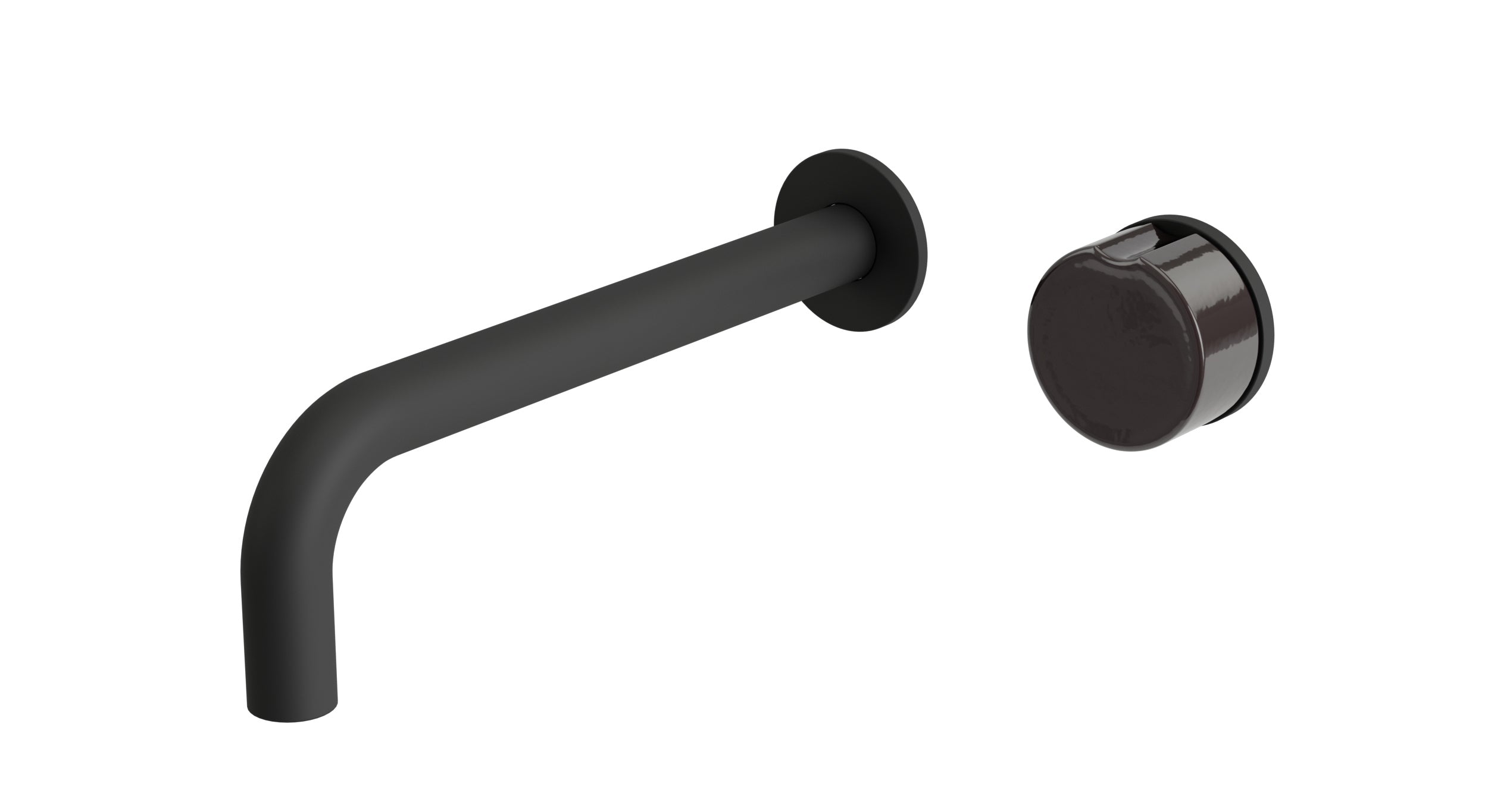 Foundry One Handle Wall Mount 7.5" Lavatory Faucet with Groove Ceramic Knob Handle in Matte Black