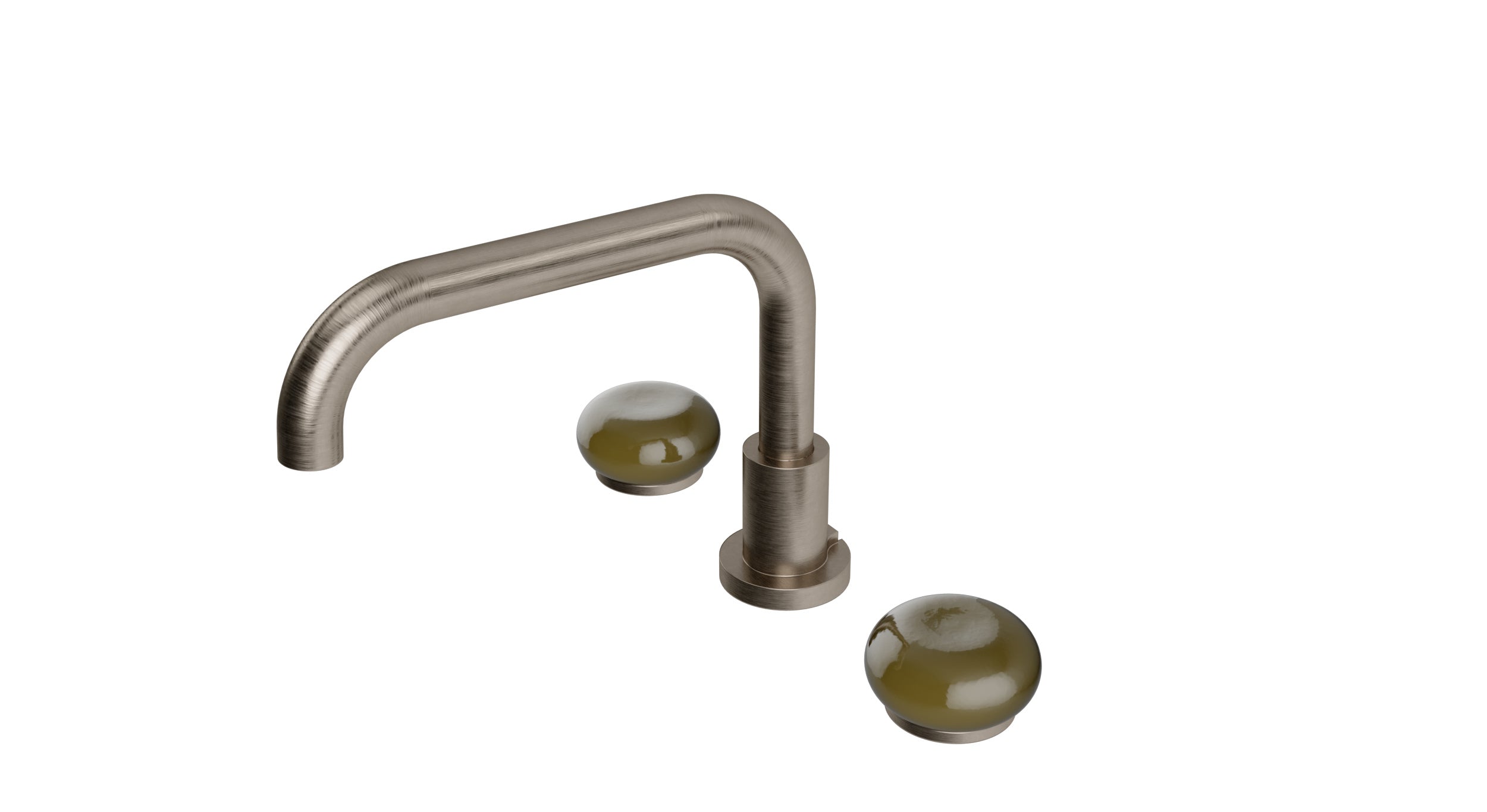 Foundry Two Handle Deck Mount Squaretop Bath Trim with Pebble Ceramic Knob Handles in Antique Nickel