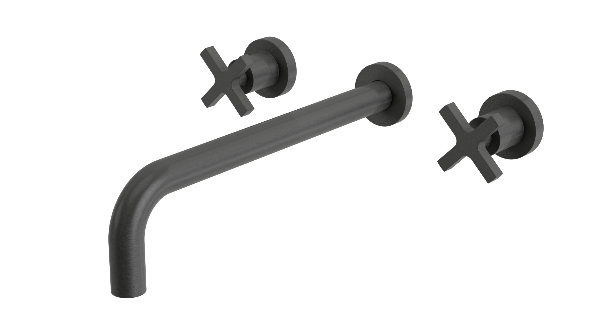 Flatiron Two Handle Wall Mount 12" Lavatory Faucet with Linear Cross Handles in Blackened Nickel