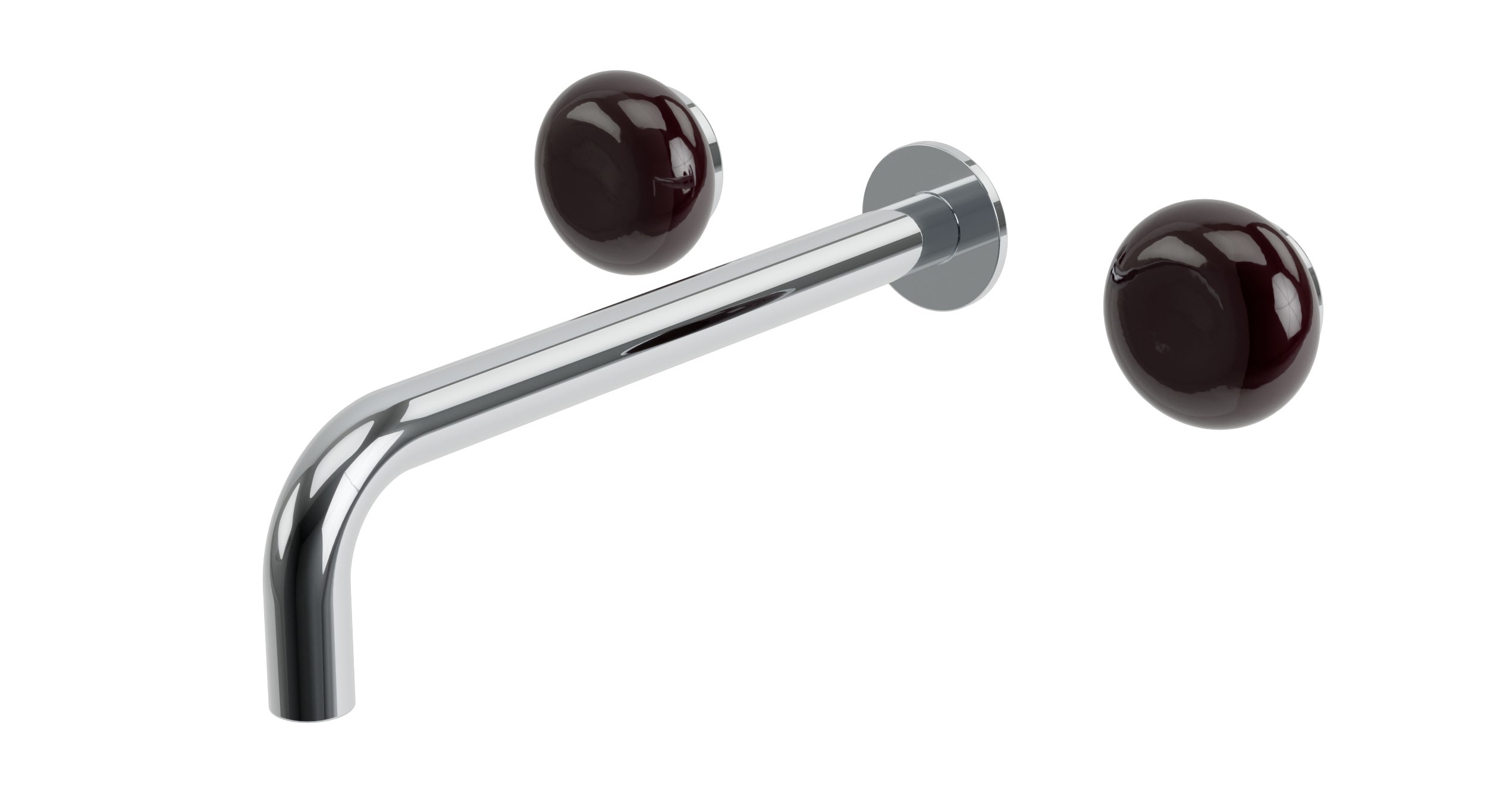 Foundry Two Handle Wall Mount 10" Lavatory Faucet with Pebble Ceramic Knob Handles in Polished Chrome