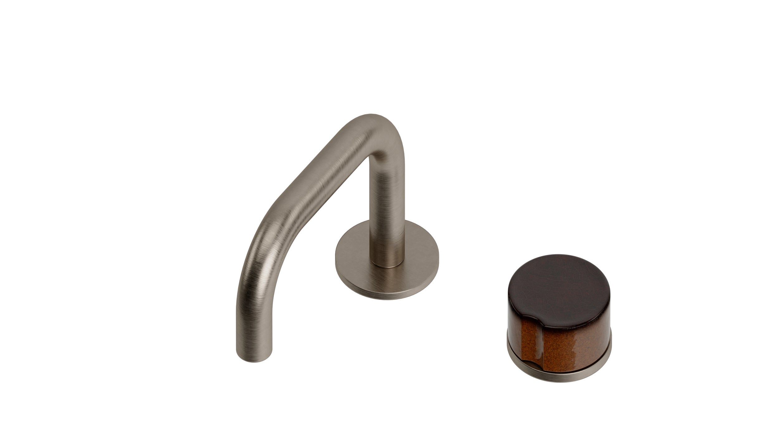 Foundry One Handle Deck Mount Squaretop Lavatory Faucet with Groove Ceramic Knob Handle in Antique Nickel