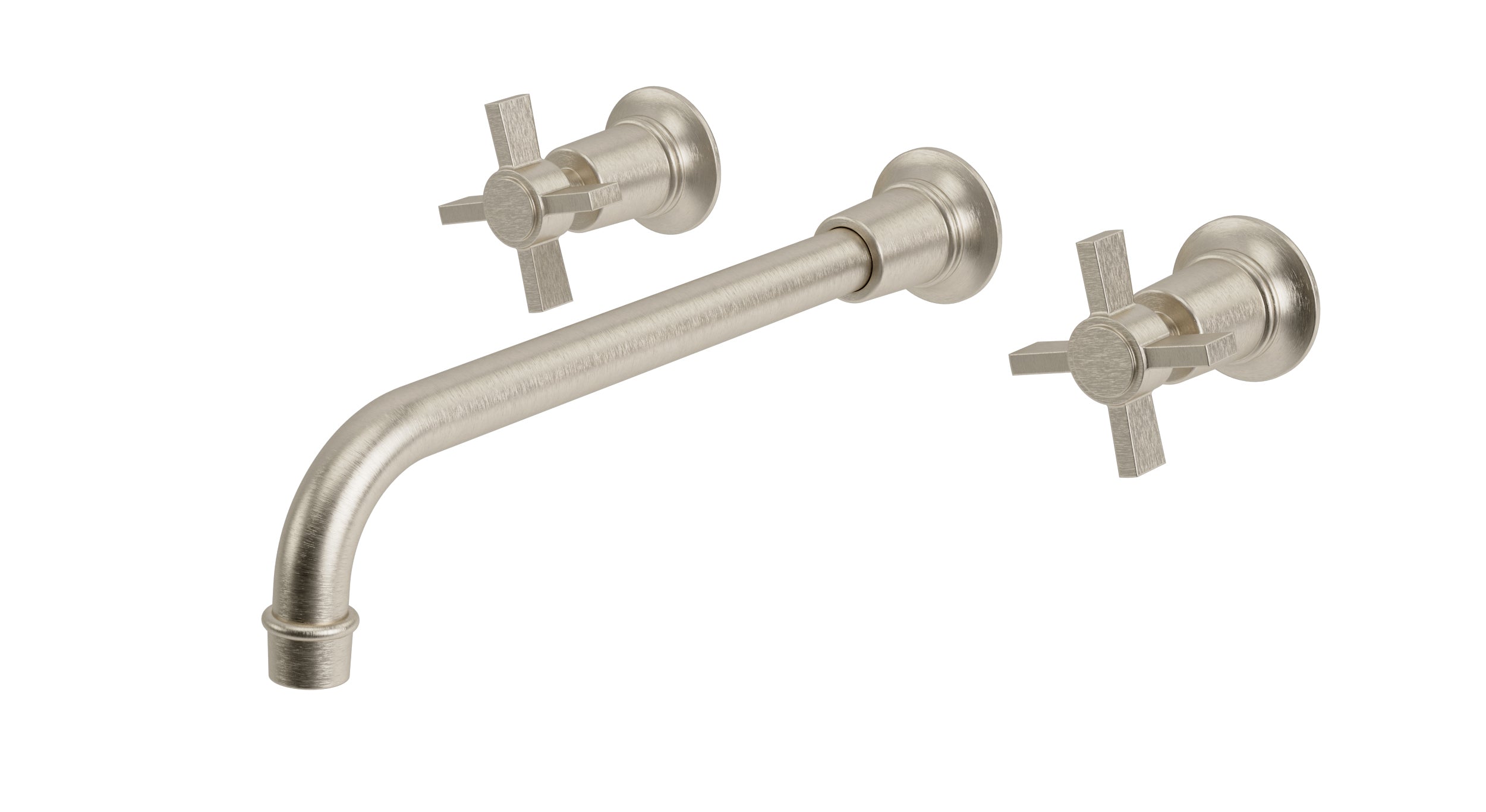 Emerson Two Handle Wall Mount 12" Lavatory Faucet with Defined Cross Handles in Satin Nickel