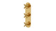 Contour Three Handle Wall Mount Shower Trim with Soft Cross Handles in French Brass