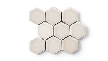 3" Hexagon Sheeted Original Ceramic Mosaic Tile in Sand Dune Gloss