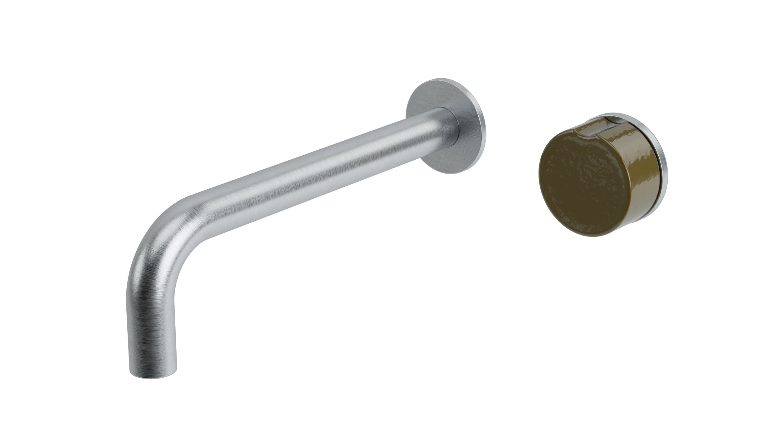 Foundry One Handle Wall Mount 7.5" Lavatory Faucet with Groove Ceramic Knob Handle in Satin Chrome