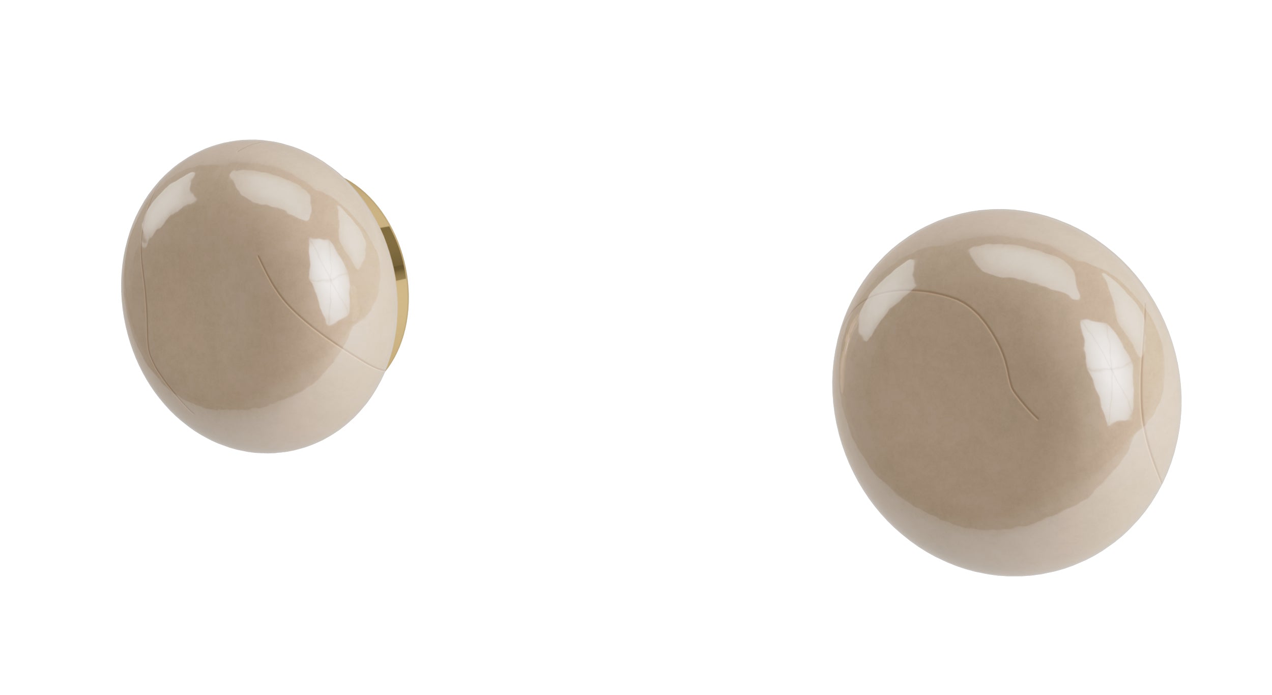 Foundry Two Handle Wall Mount Bath Trim with Pebble Ceramic Knob Handles in Polished Brass