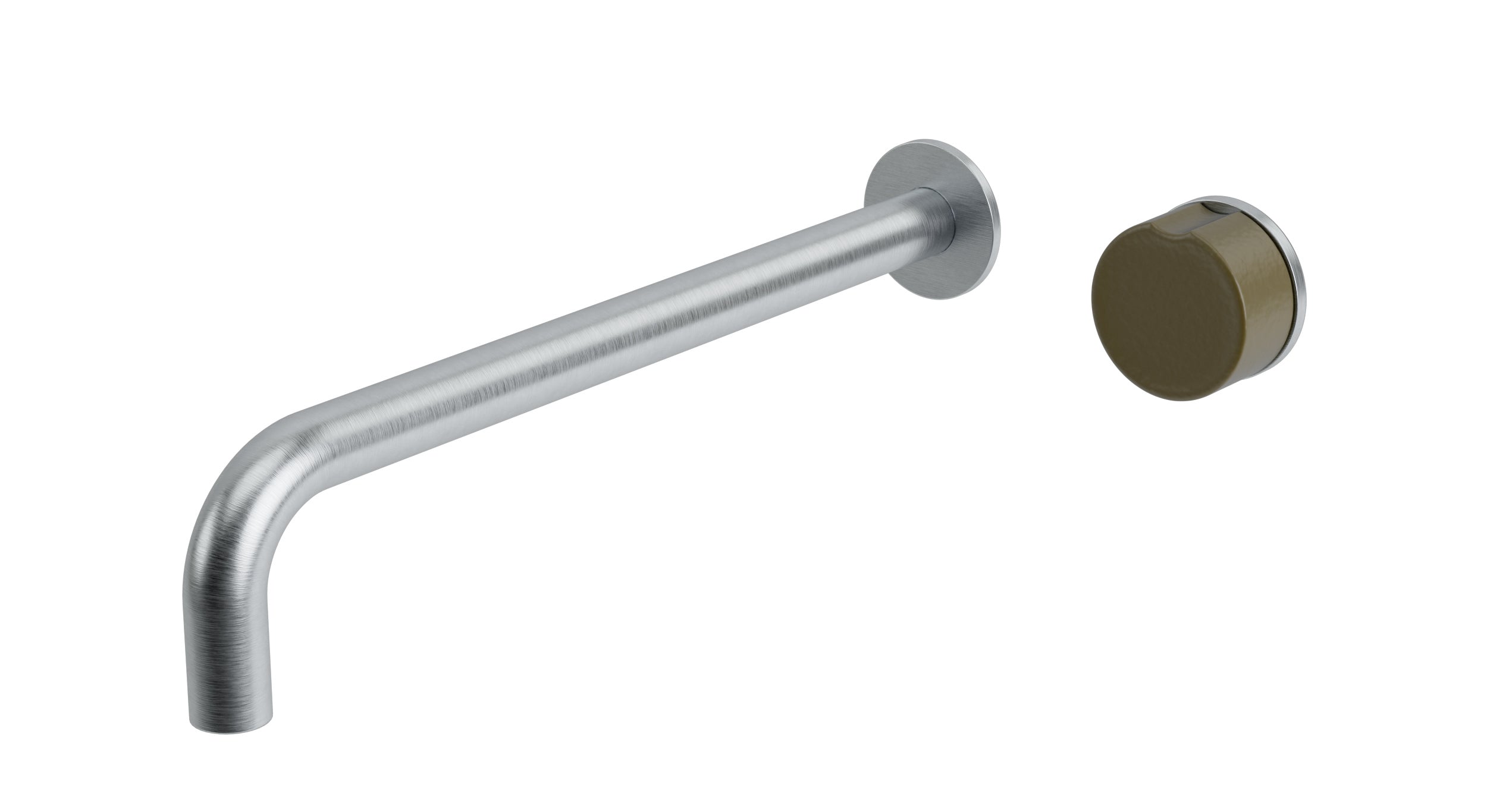 Foundry One Handle Wall Mount 12" Lavatory Faucet with Pebble Ceramic Knob Handle in Satin Chrome
