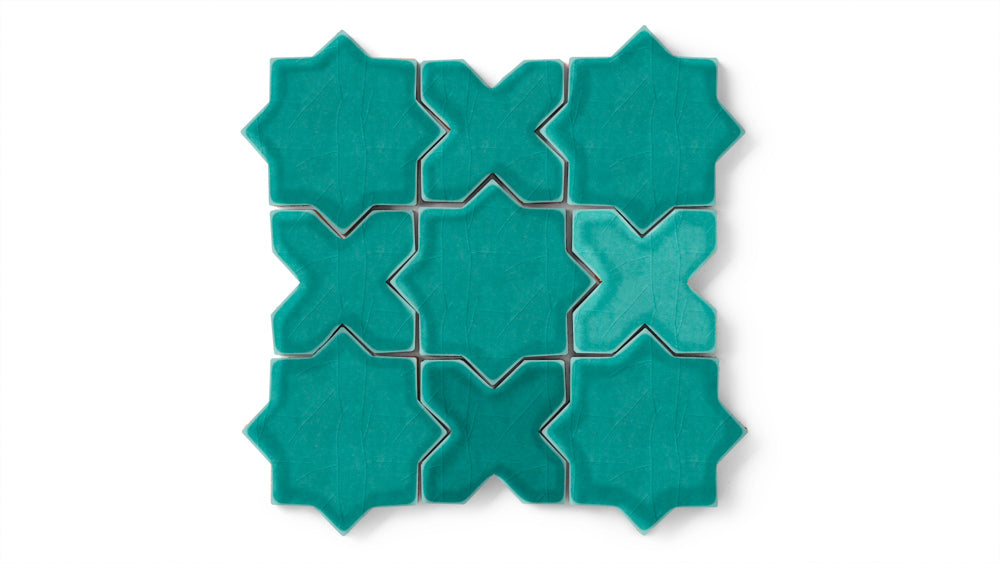 Mini Star & Cross Original Ceramic Tile in Bora Bora Gloss