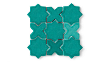 Mini Star & Cross Original Ceramic Tile in Bora Bora Gloss