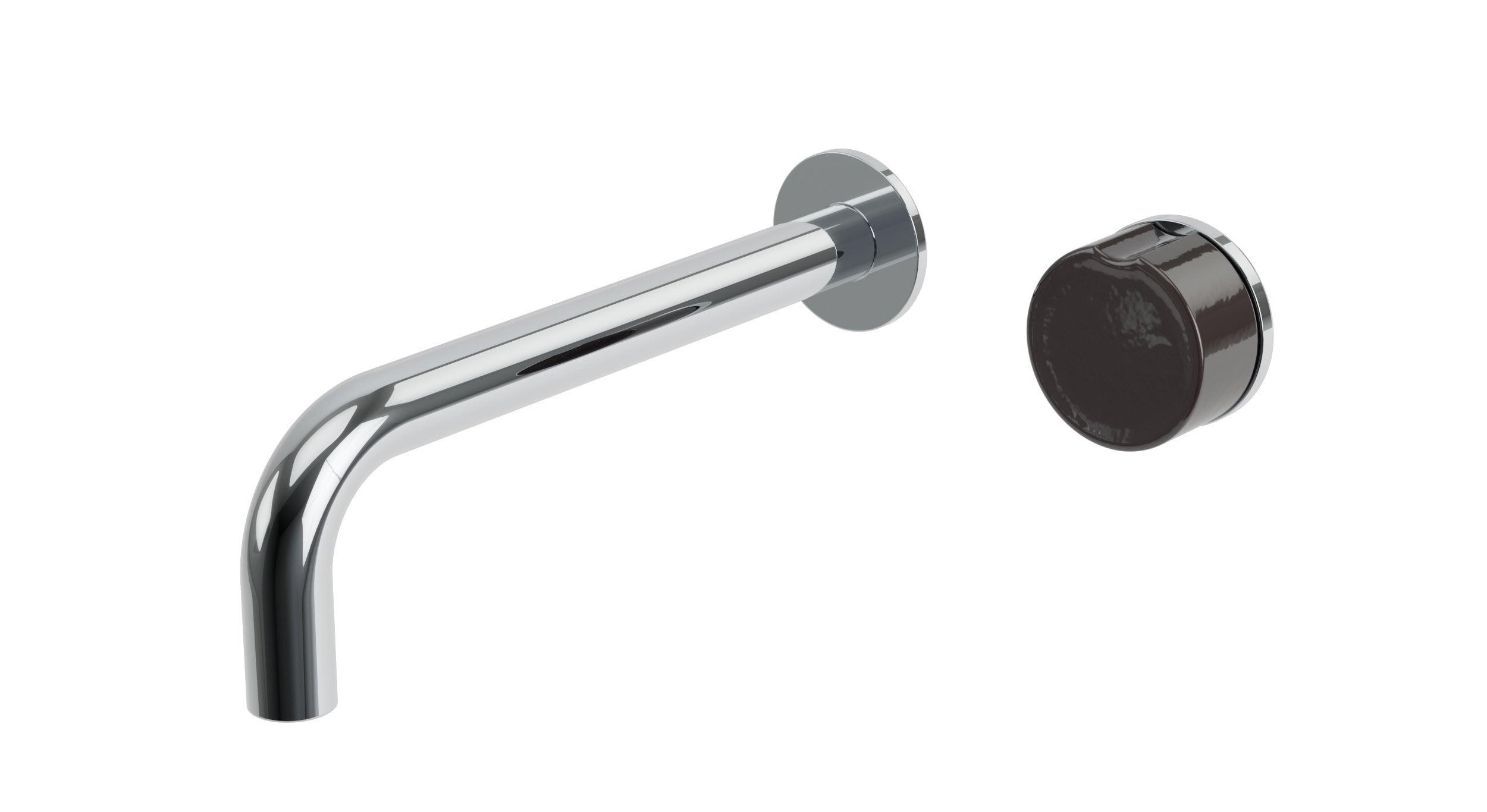Foundry One Handle Wall Mount 7.5" Lavatory Faucet with Groove Ceramic Knob Handle in Polished Chrome