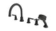 Emerson Three Handle Deck Mount Gooseneck Bath Trim with Hand Shower and Classic Cross/Classic Lever Handles in Matte Black