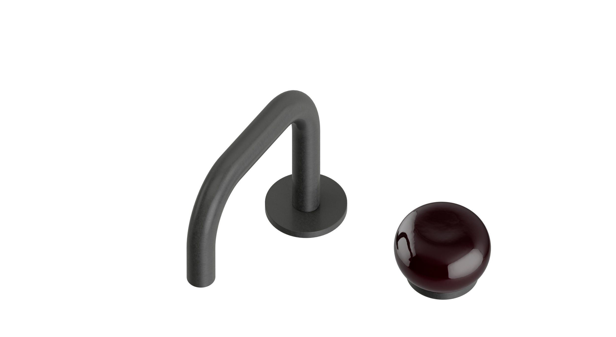 Foundry One Handle Deck Mount Squaretop Lavatory Faucet with Pebble Ceramic Knob Handle in Blackened Nickel