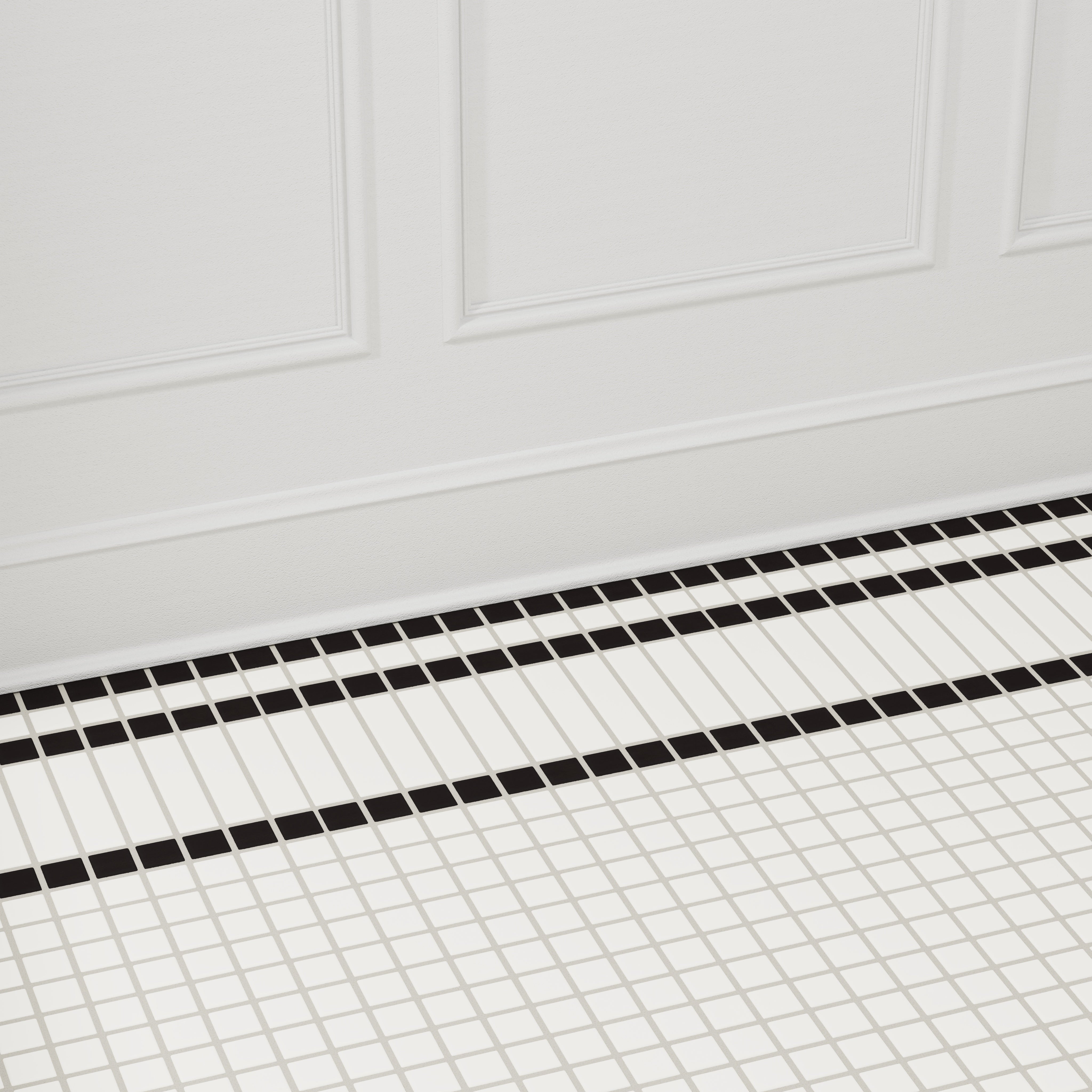 1x1, 1x4 Channel Stripe Border Sheeted Original Ceramic Tile in Nocturne Matte