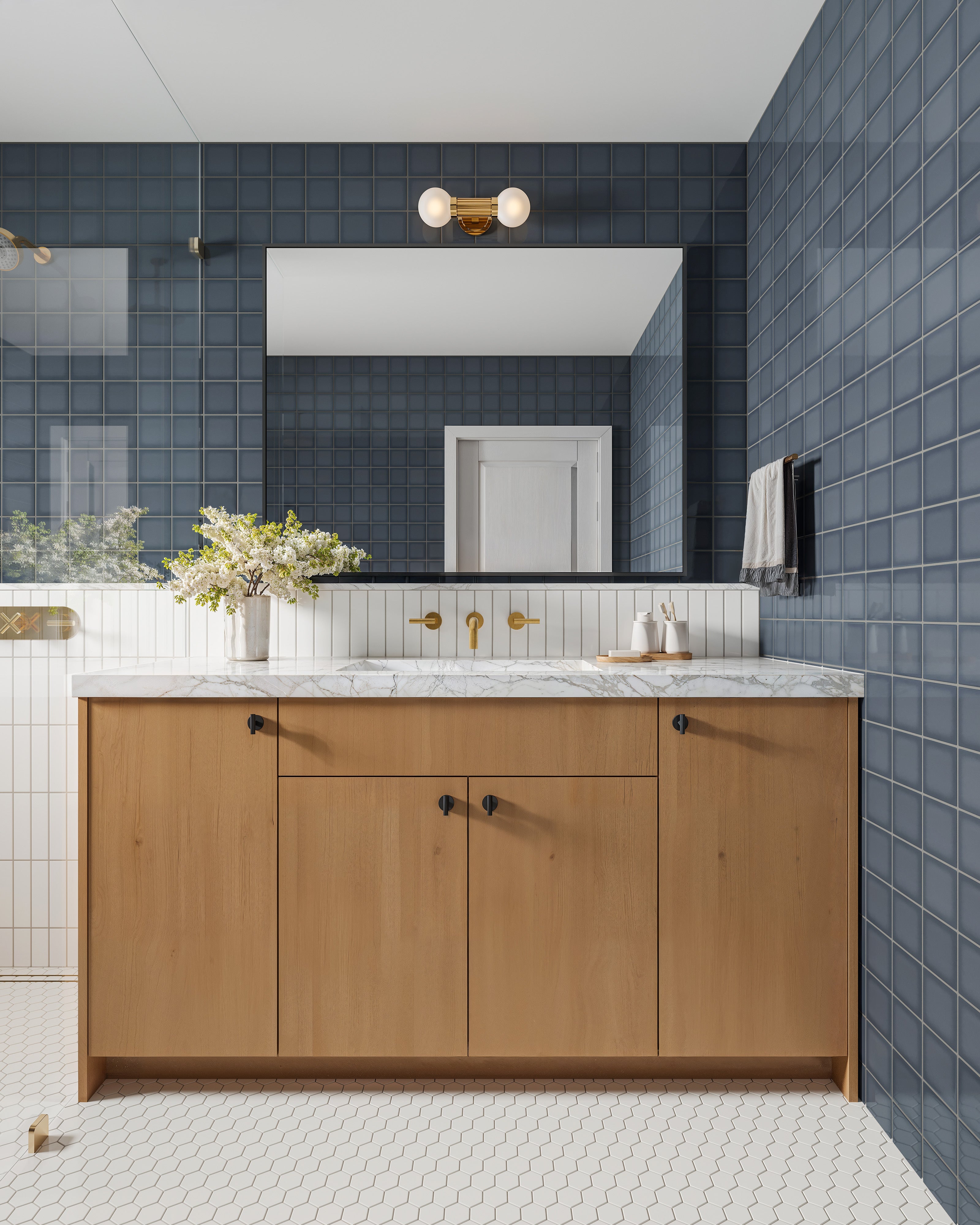 1" Hexagon Sheeted Original Ceramic Mosaic Tile in Calcite Matte