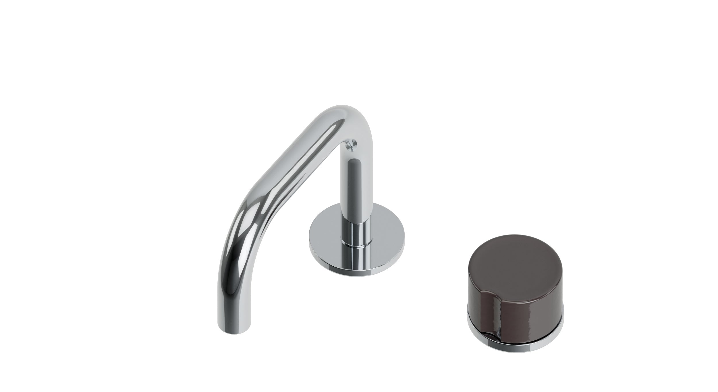 Foundry One Handle Deck Mount Squaretop Lavatory Faucet with Groove Ceramic Knob Handle in Polished Chrome