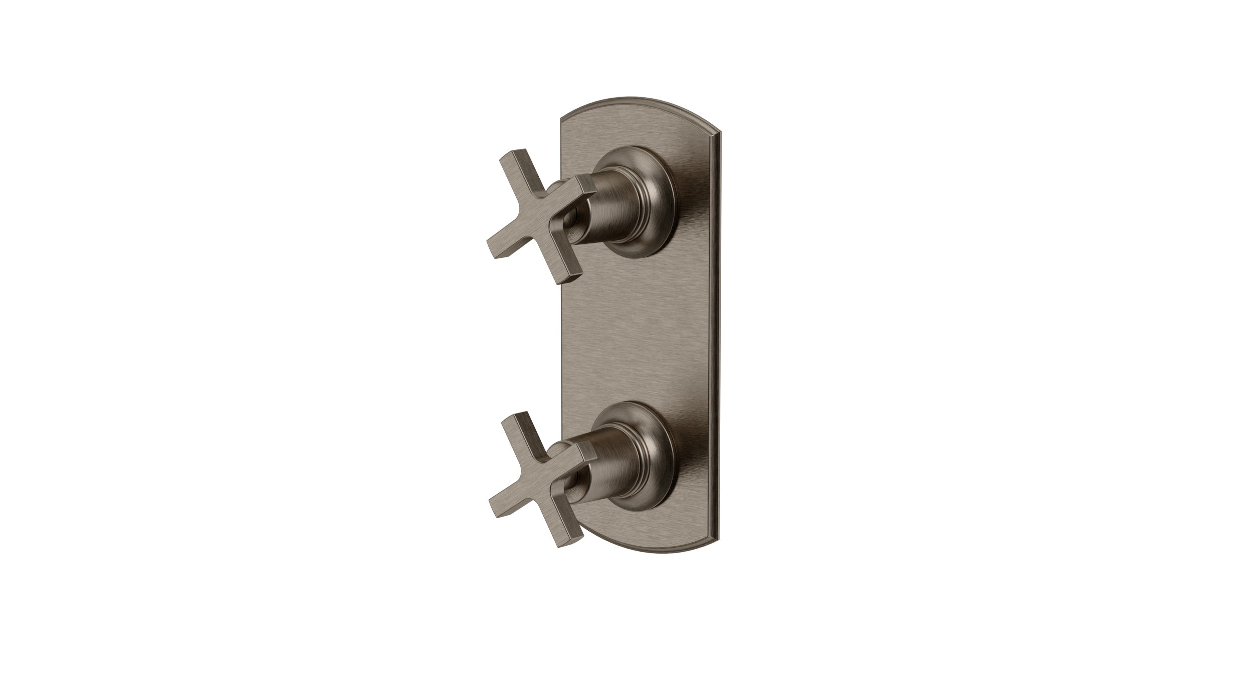 Emerson Two Handle Wall Mount Shower Trim with Classic Cross Handles in Antique Nickel