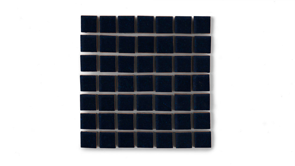 1x1 Straight Set Sheeted Original Ceramic Mosaic Tile in Navy Blue Gloss