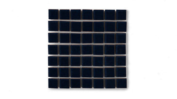 1x1 Straight Set Sheeted Original Ceramic Mosaic Tile in Navy Blue Gloss