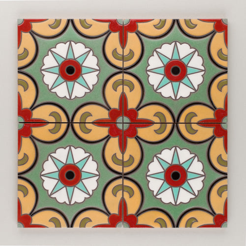6x6 Handpainted Tile Seville in Warm Motif