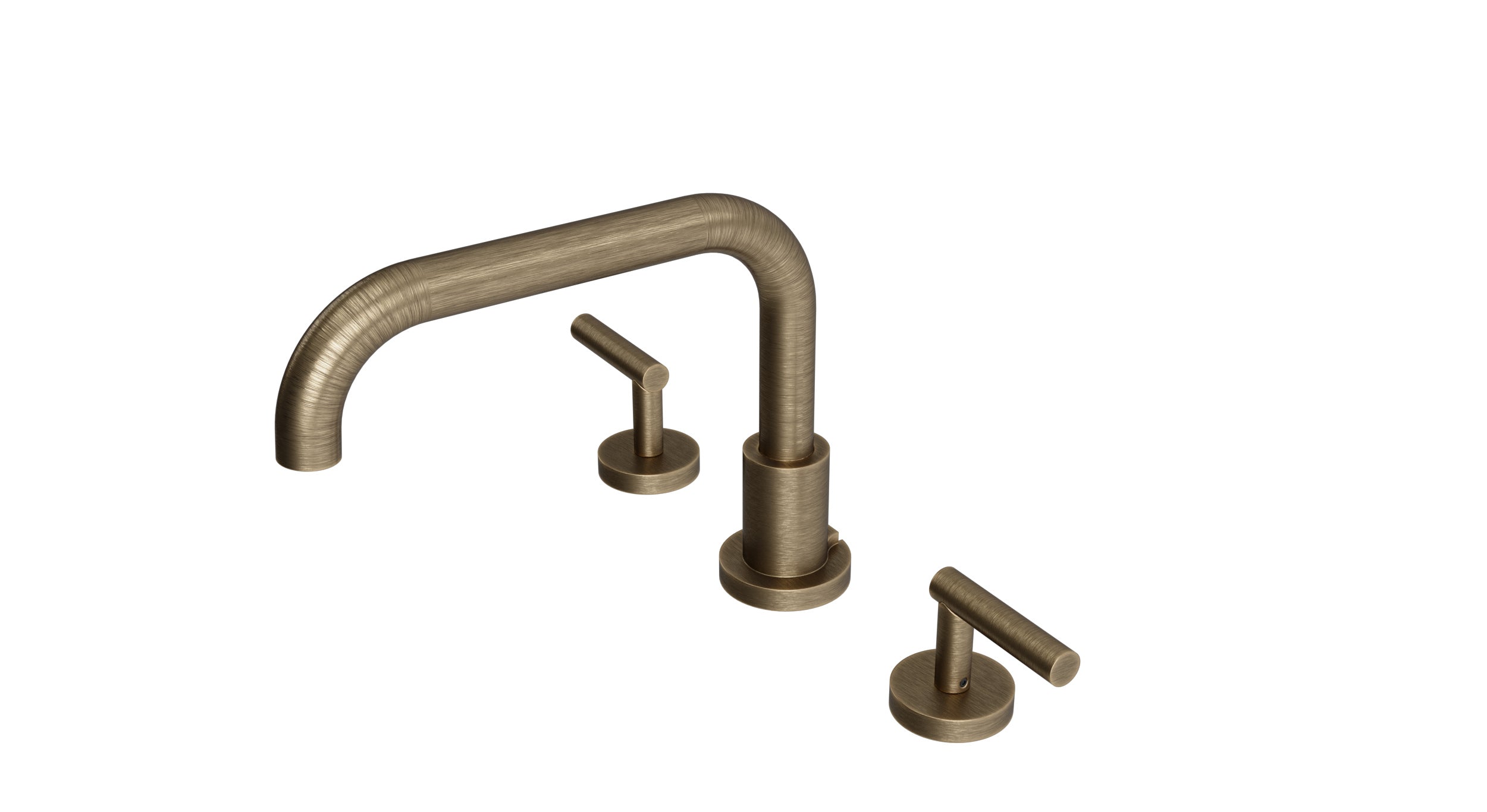 Contour Two Handle Deck Mount Squaretop Bath Trim with Soft Lever Handles in Antique Brass