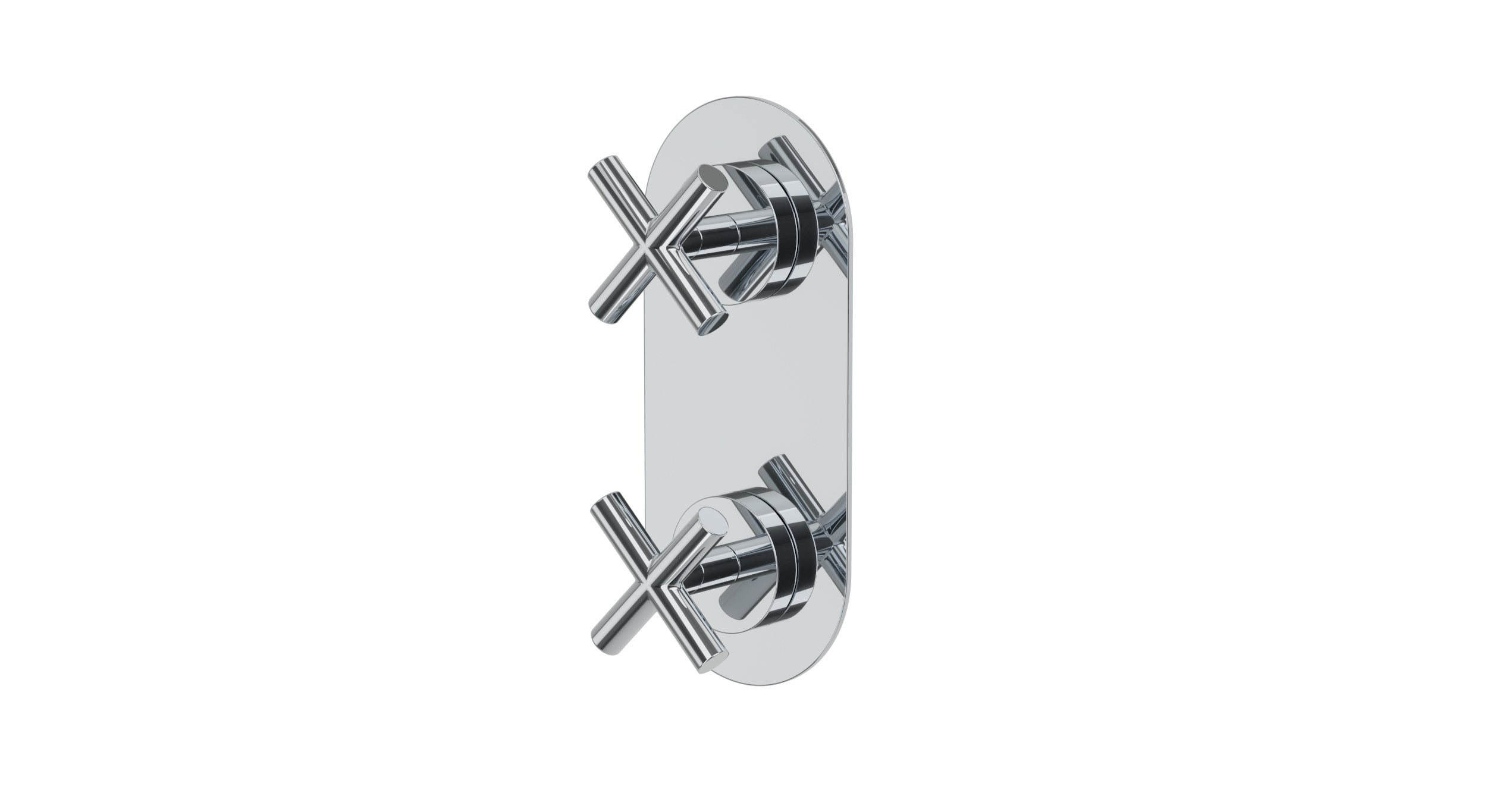 Contour Two Handle Wall Mount Shower Trim with Soft Cross Handles