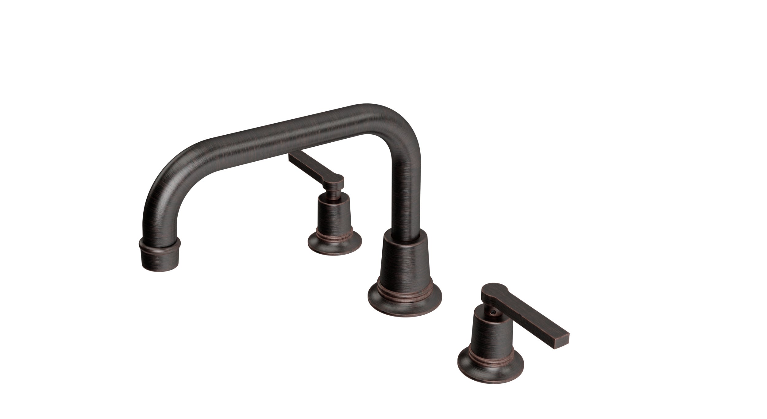 Emerson Two Handle Deck Mount Squaretop Bath Trim with Classic Lever Handles in Antique Bronze