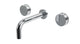 Foundry Two Handle Wall Mount 7.5" Lavatory Faucet with Barrel Knob Handles in Polished Chrome
