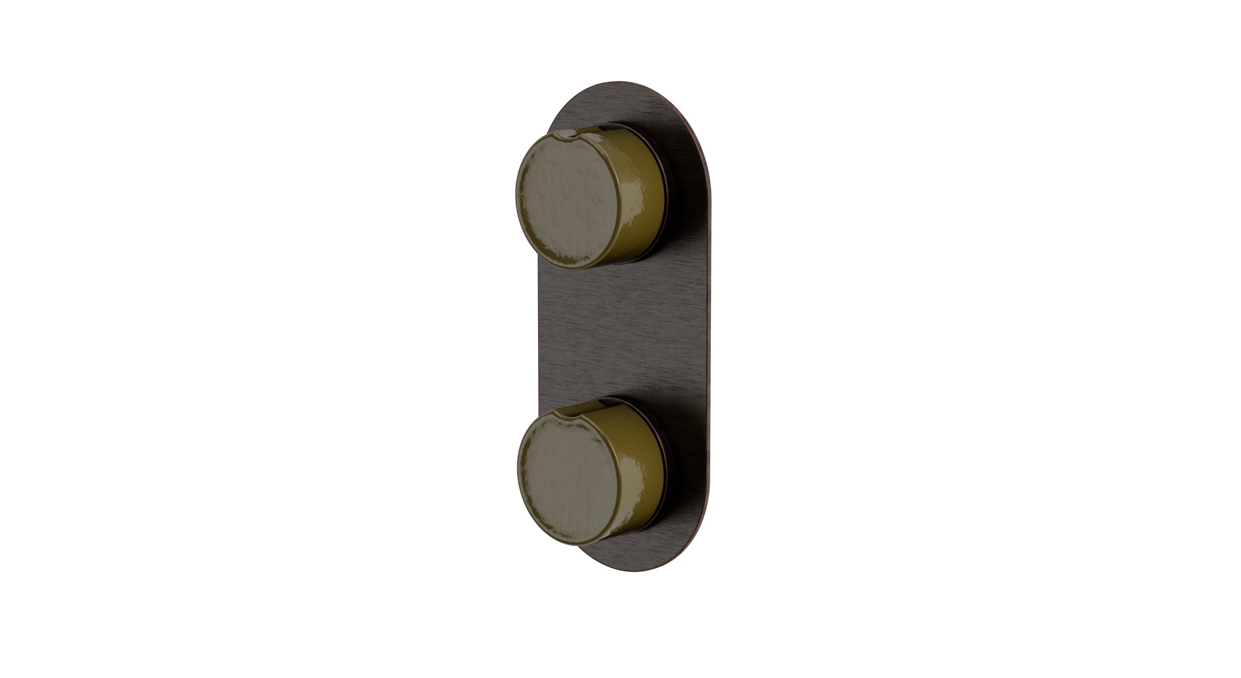 Foundry Two Handle Wall Mount Shower Trim with Groove Ceramic Knob Handles in Antique Bronze