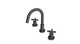 Flatiron Two Handle Deck Mount Short Gooseneck Lavatory Faucet with Linear Cross Handles in Blackened Nickel