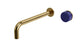 Foundry One Handle Wall Mount 10" Lavatory Faucet with Groove Ceramic Knob Handle in Uncoated Polished Brass