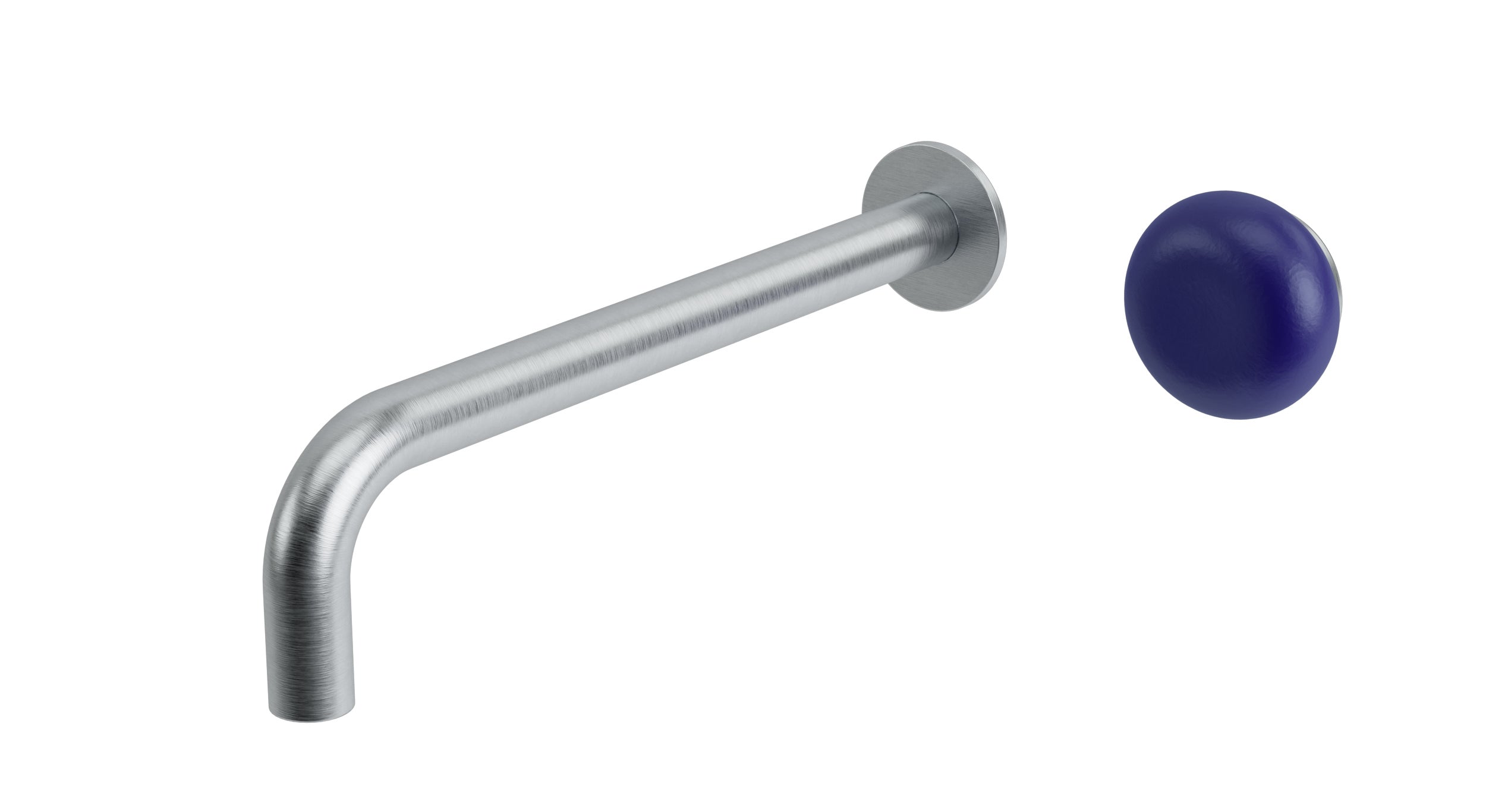 Foundry One Handle Wall Mount 10" Lavatory Faucet with Pebble Ceramic Knob Handle in Satin Chrome