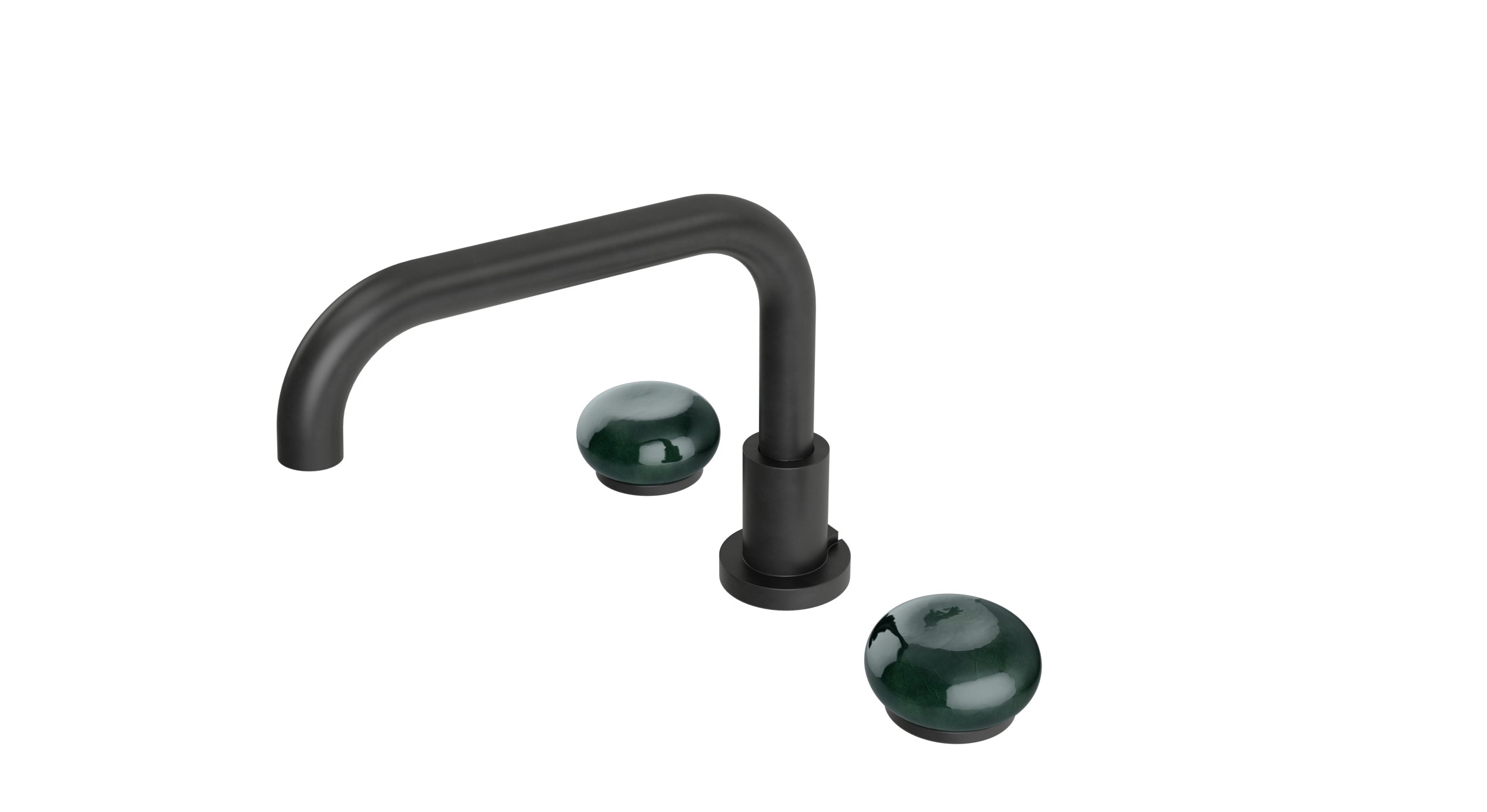Foundry Two Handle Deck Mount Squaretop Bath Trim with Pebble Ceramic Knob Handles in Oil Rubbed Bronze