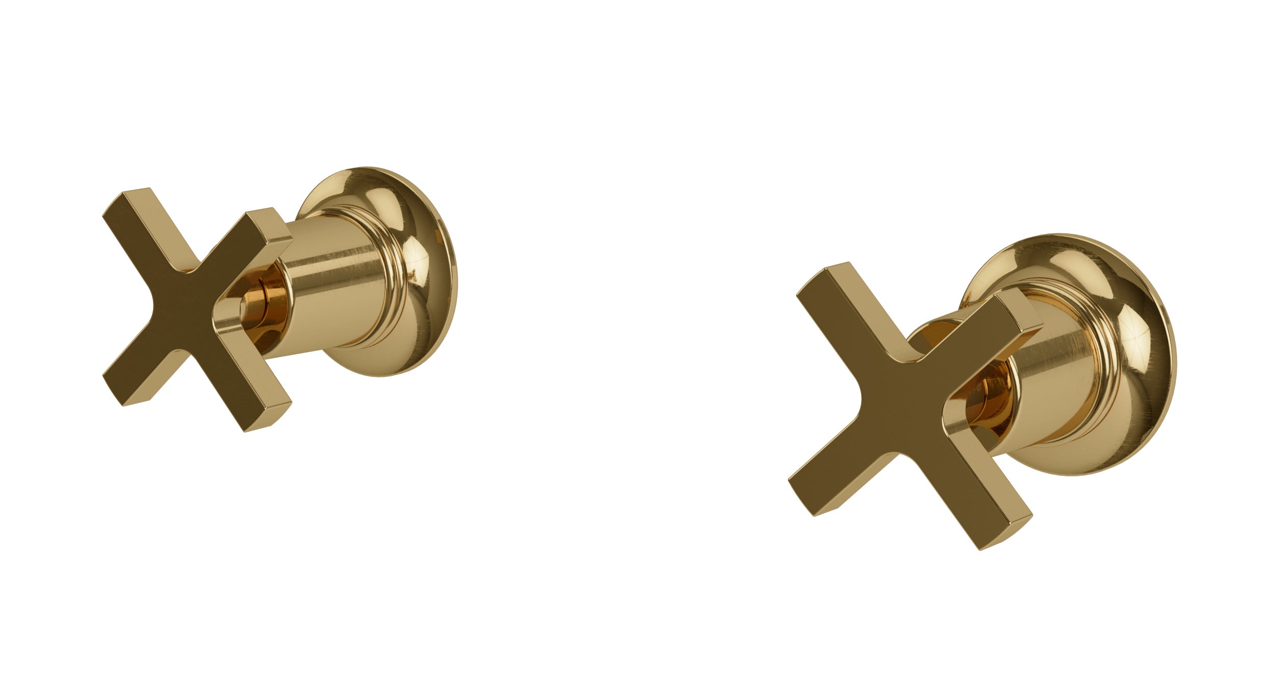 Emerson Two Handle Wall Mount Bath Trim with Classic Cross Handles in Uncoated Polished Brass