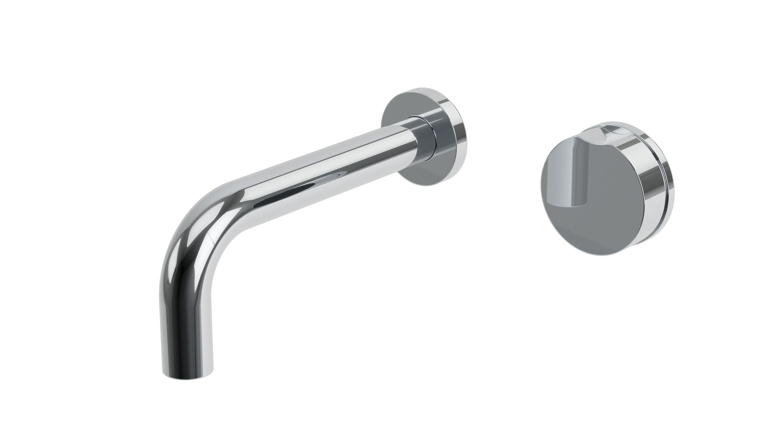 Foundry One Handle Wall Mount 7.5" Lavatory Faucet with Barrel Knob Handle in Polished Chrome