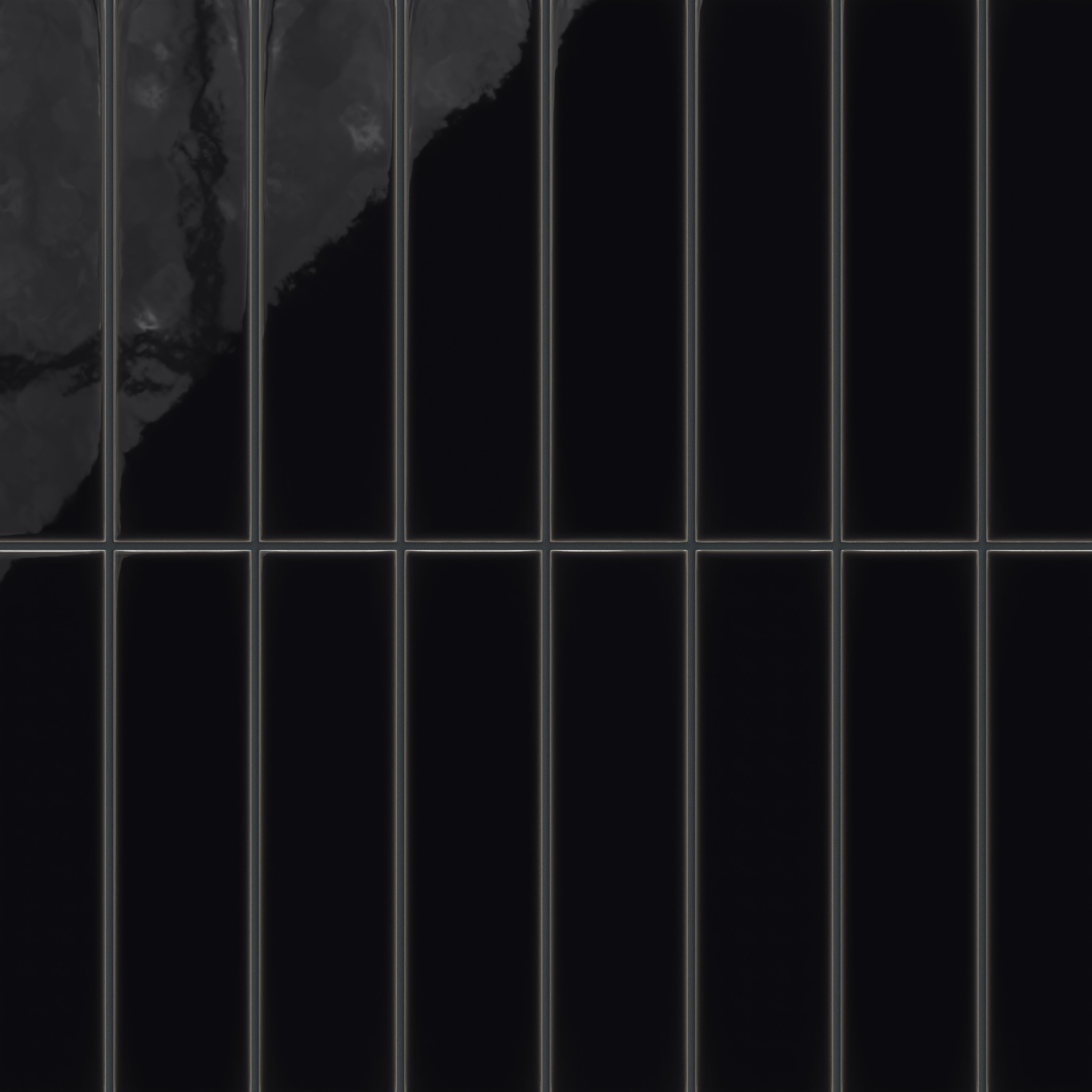 3x12 Natural Press Ceramic Tile in Bone Black Gloss