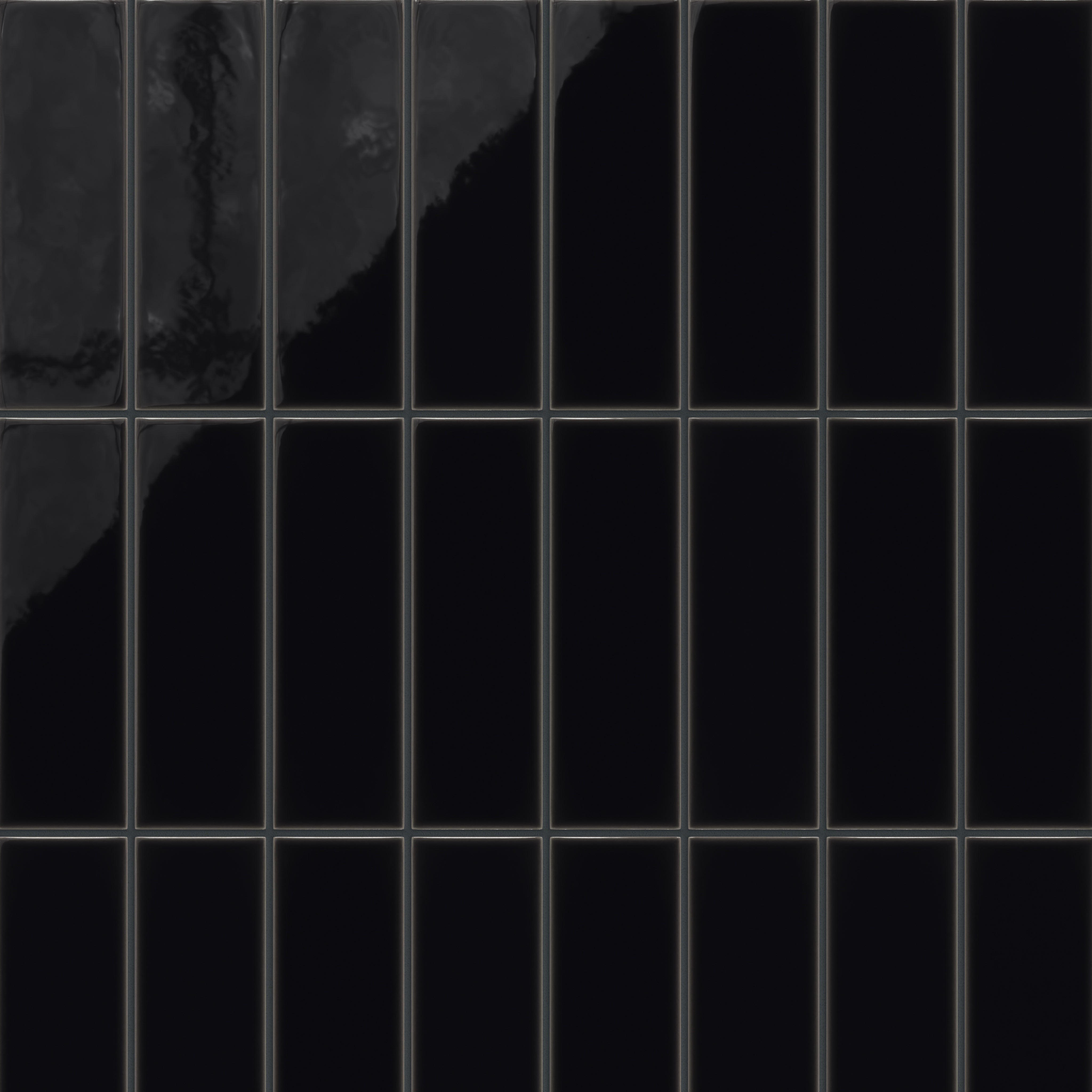 3x9 Natural Press Ceramic Tile in Bone Black Gloss