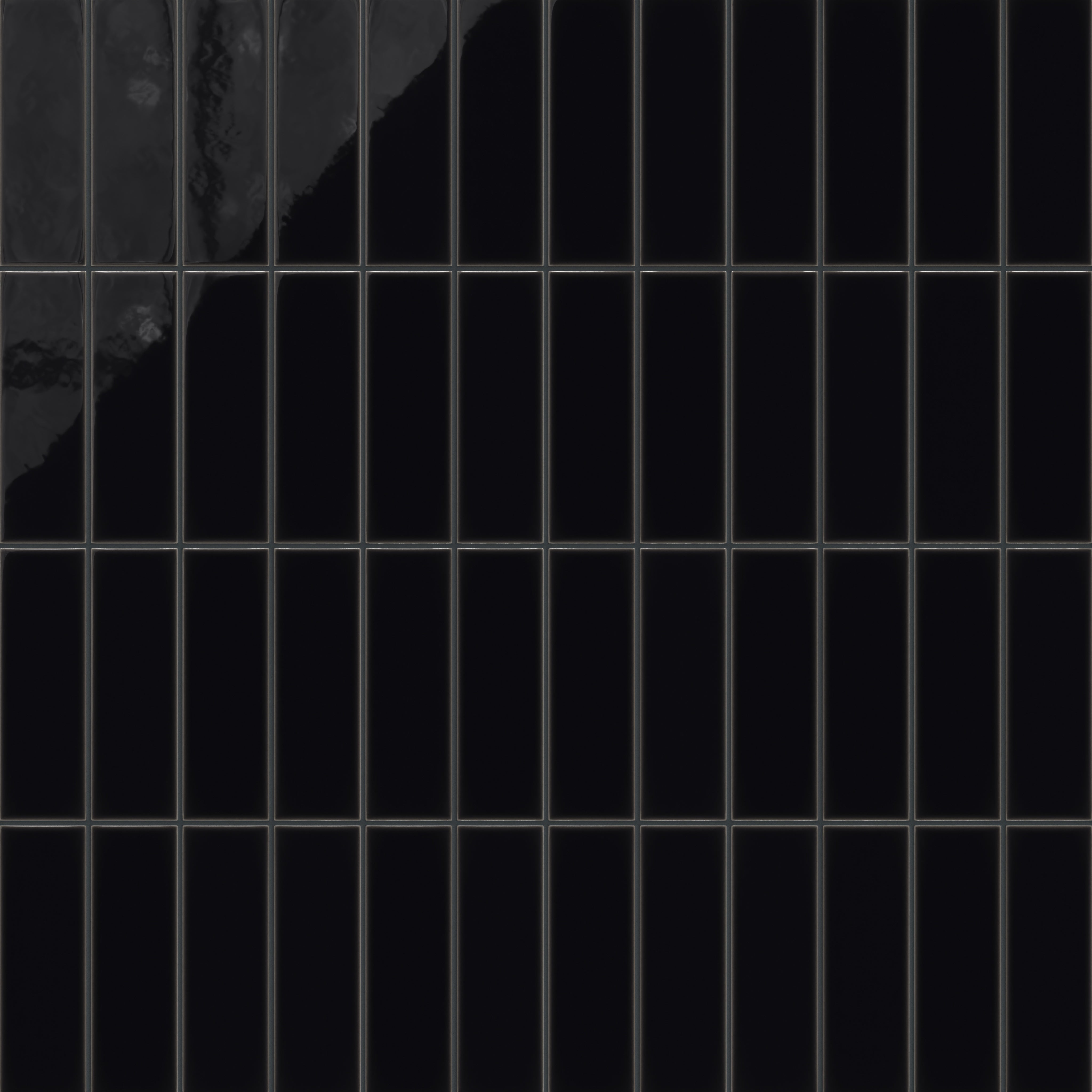 3x9 Natural Press Ceramic Tile in Bone Black Gloss