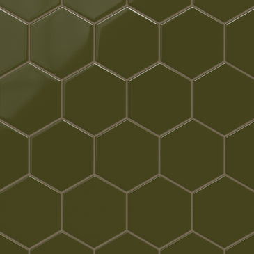 6" Hexagon Original Ceramic Tile in Bonsai Gloss