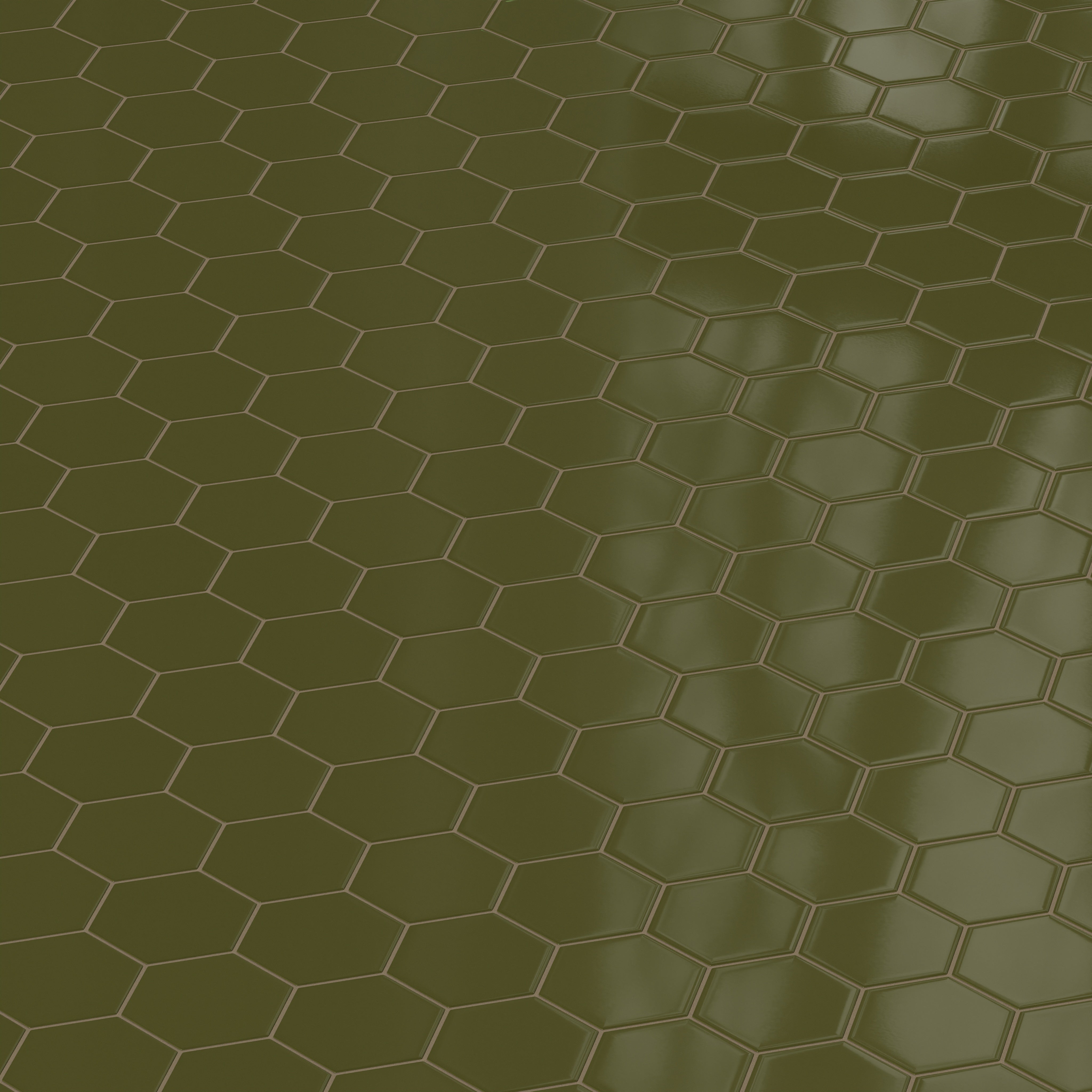 6" Hexagon Original Ceramic Tile in Bonsai Gloss
