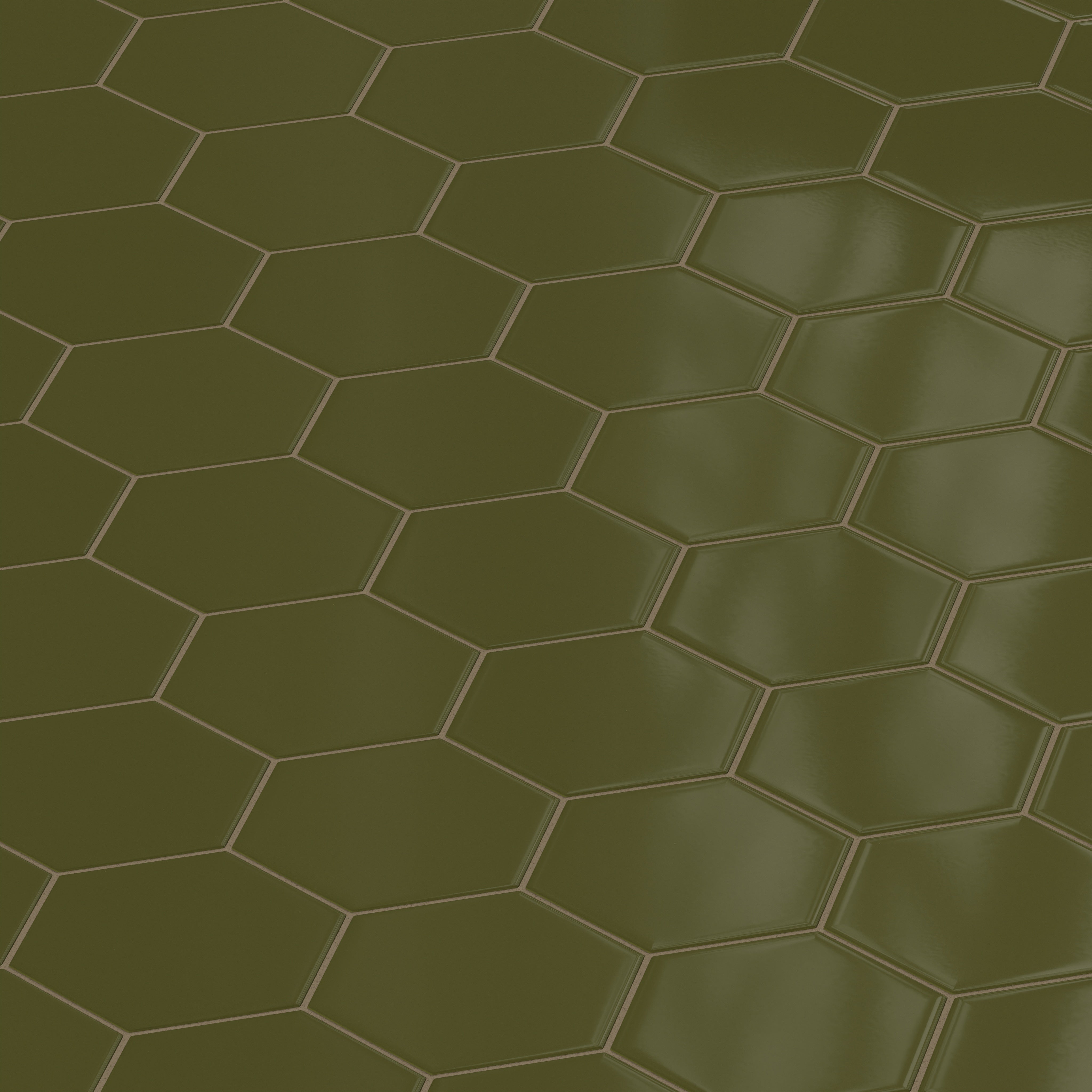 8" Hexagon Original Ceramic Tile in Bonsai Gloss