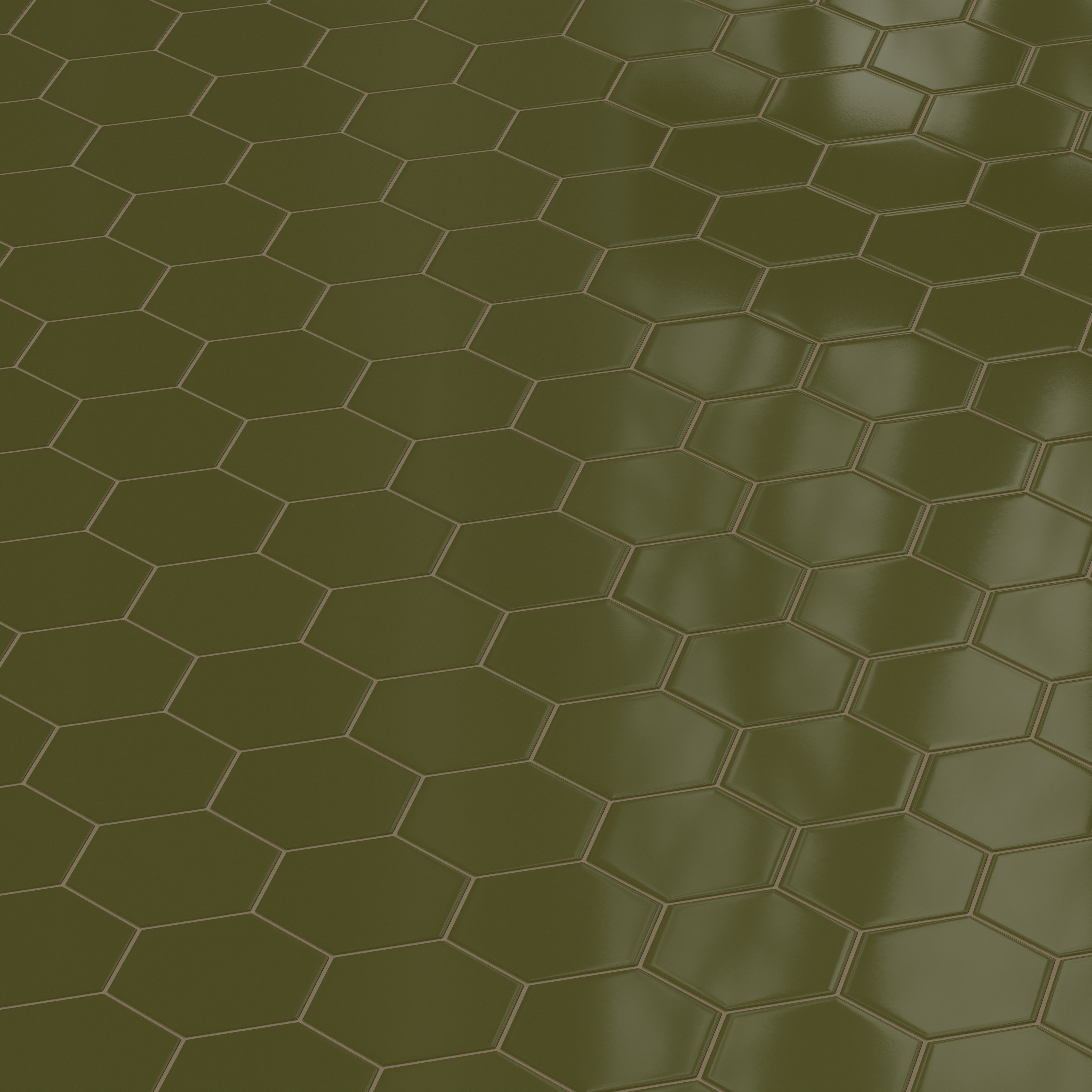 8" Hexagon Original Ceramic Tile in Bonsai Gloss