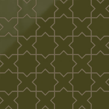 Mini Star & Cross Original Ceramic Tile in Bonsai Gloss