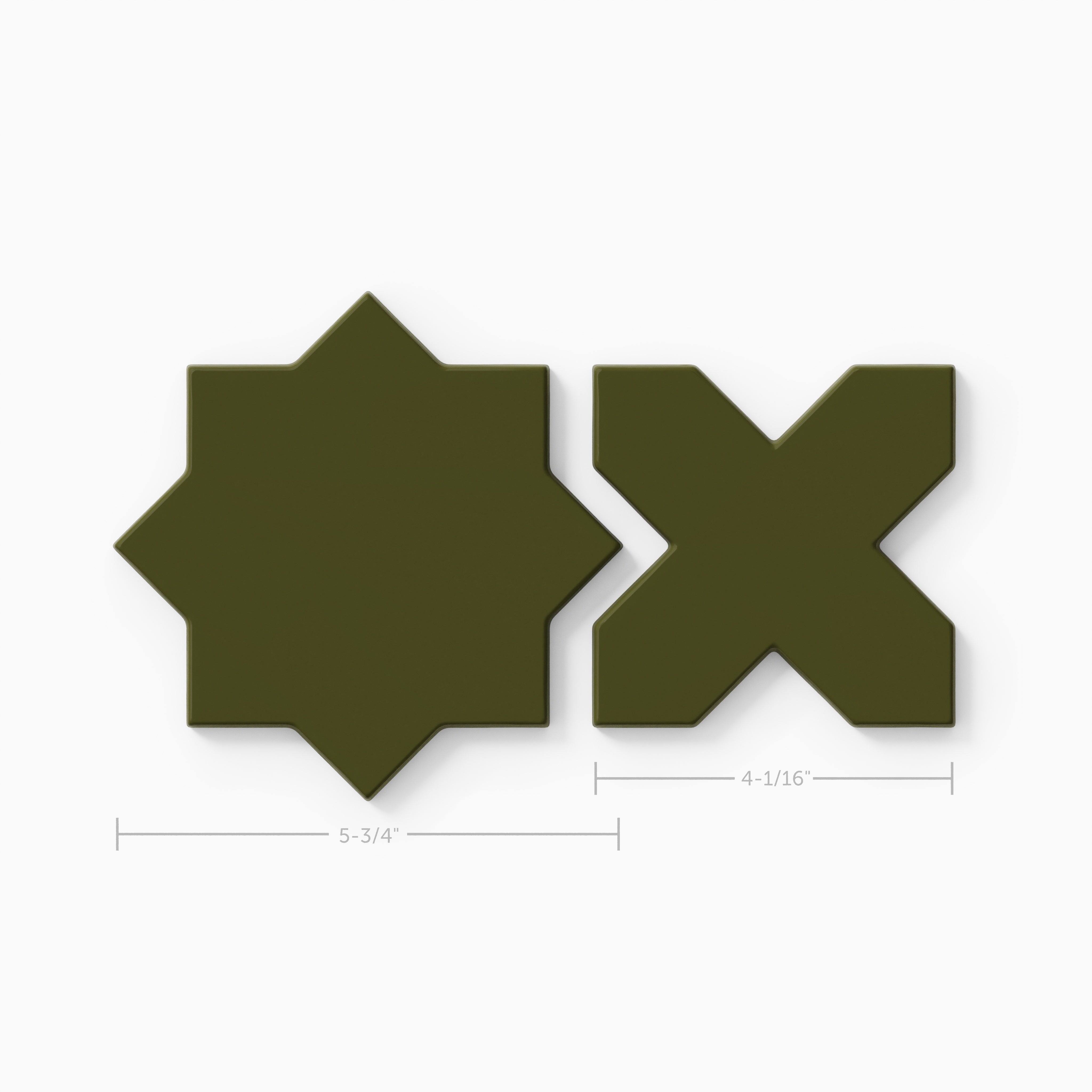 Mini Star & Cross Original Ceramic Tile in Bonsai Gloss